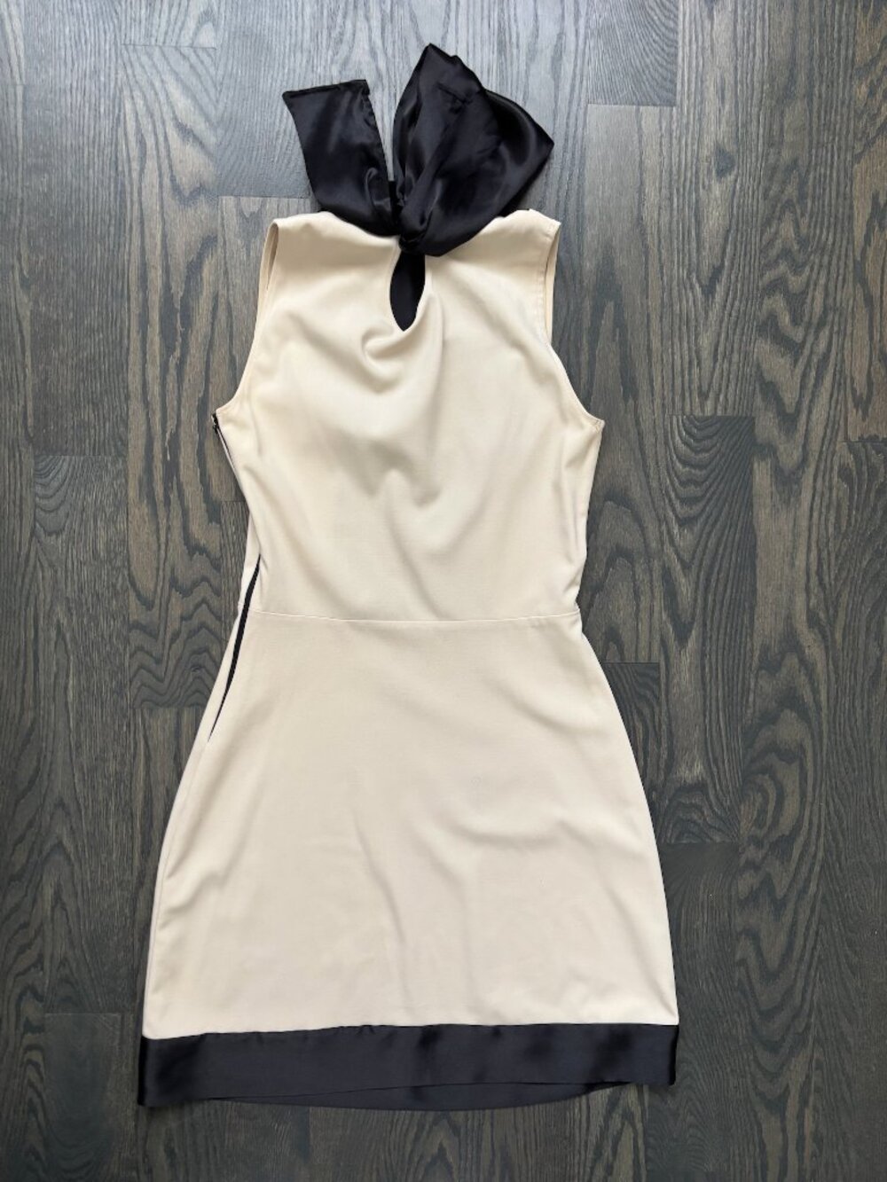 Black & Cream Satin/silk Halter Mini Dress XS/S - Picture 8 of 8